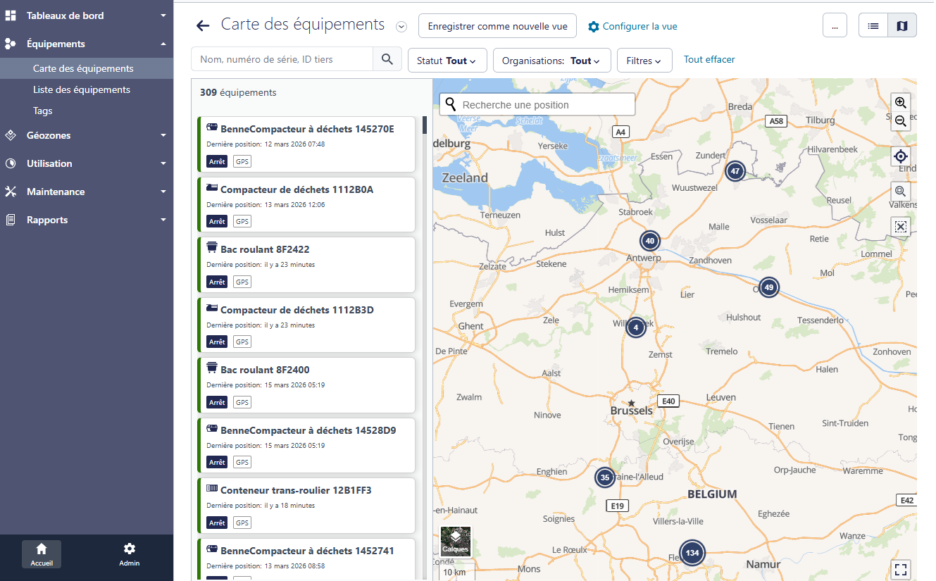 Paso 1 – Visibilidad completa de su flota de construcción con localizador GPS