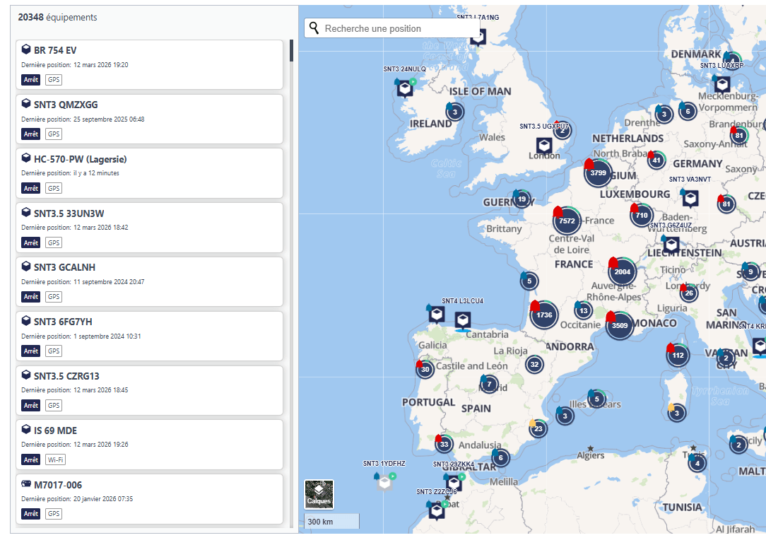 Mapa de activos TRAKmy – vista completa de flota