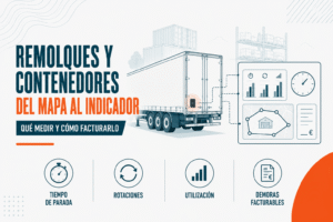 Semirremolque conectado a un panel de indicadores de rotación y tiempo de parada