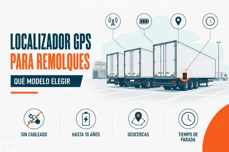 Semirremolques aparcados en una campa logística con localizador GPS en el chasis